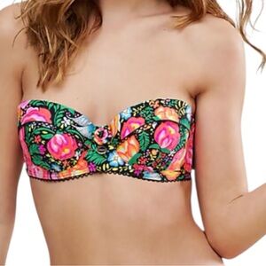 Floozie Tropical Floral Strapless Bikini Top SZ 32E